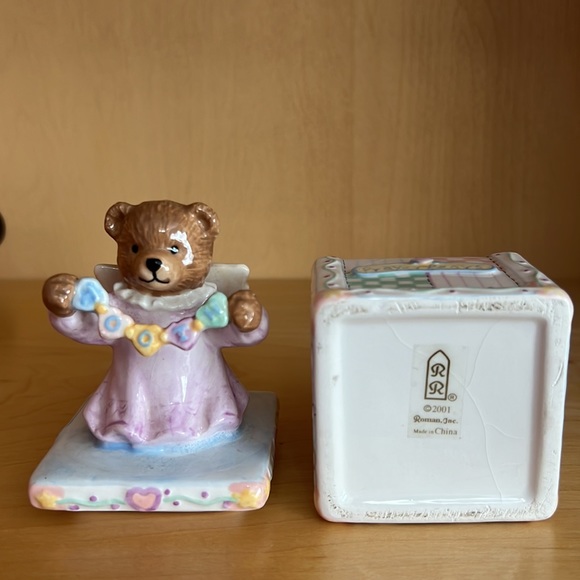 Vintage Tooth Box Prayer Bear RR Roman Inc. Angel Bear Unique Rare BABY Nursery - Picture 12 of 14